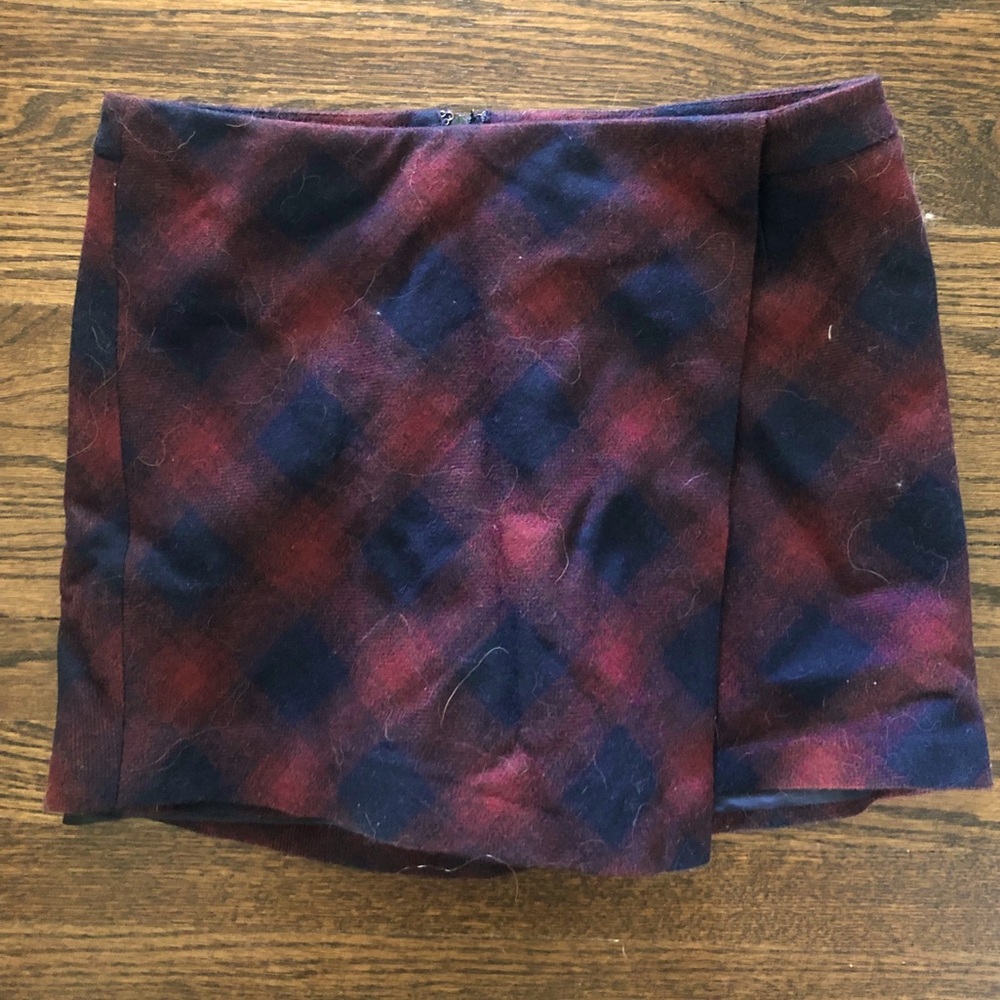 Rich Burgundy and Navy Plaid Skort